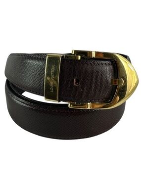 Genuine vintage LOUIS VUITTON taiga Bordeaux leather belt 44 Large